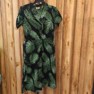 Modcloth Sugarhill Kendra Palm Batik shirt Dress Green Black NWT